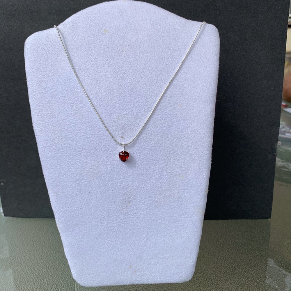 Sterling Silver Garnet Pendent With Chain
